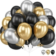 Blue Silver Balloons Set, 12 Inch Blue and Silver Balloons Dark Navy and Confetti Party Latex Balloon, Macaron Metallic Baby Blue Mixed Balloon for Birthday Graduation Baby Shower Wedding Retirement